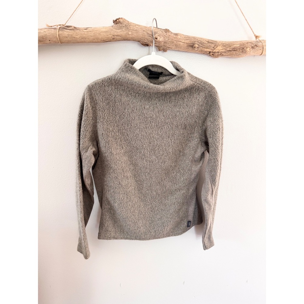 Roots Womens Grey Funnel Neck Fleece Sweater Long Sleeve Mock Neck Size M